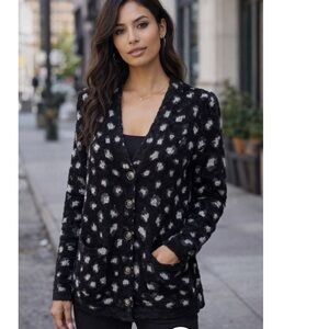 Democracy Animal Print Button Down Sweater Cardigan